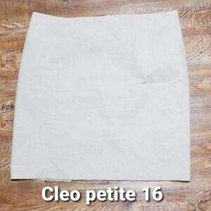 Cleo Skirt Petite 16 Cream Knee Pencil Lined Business Cotton Spandex